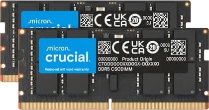 ОЗУ для ноутбука Crucial DDR5 CSODIMM Laptop Memory, 64GB (2x 32 GB) Capacity, 6400 MHz Memory Speed, CL52 CAS Latency, 262-Pin SO-DIMM, Unbuffered DIMM Type, Black | CT2K32G64C52CS5