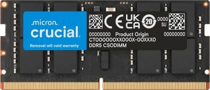 ОЗУ для ноутбука Crucial DDR5 CSODIMM Laptop Memory, 32GB Capacity, 6400 MHz Memory Speed, CL52 CAS Latency, 262-Pin SO-DIMM, Unbuffered DIMM Type, Black | CT32G64C52CS5
