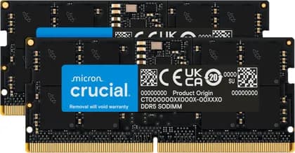 ОЗУ для ноутбука Crucial SODIMM Laptop Memory, 32GB Kit (16GBx2) Capacity, DDR5 Memory Type, 5600 MHz Clock Speed, CL46 CAS Latency, 262-Pin SO-DIMM, Unbuffered DIMM Type, Black | CT2K16G56C46S5