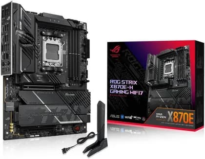 Материнская плата ASUS ROG STRIX X870E-H GAMING WIFI 7 ATX Motherboard, AMD X870E Chipset, 4x DDR5 DIMM Slots, 256GB Max Memory, 1x PCIe 5.0 x16 Slots, 4 x M.2 Slots | 90MB1M90-M0EAY0