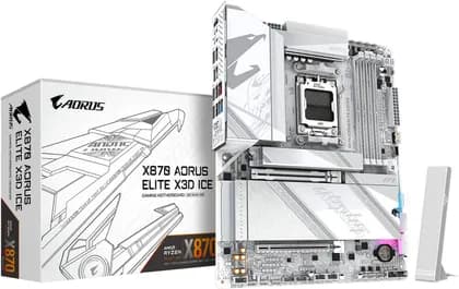 Материнская плата GIGABYTE X870 AORUS ELITE X3D ICE AM5 ATX Motherboard, AMD X870 Chipset, 4x DDR5 DIMM Slots, Up to 256GB Max Memory, 1x PCIe 5.0 x16 with PCIe UD Slot X, 4x M.2 Slots | X870 AORUS ELITE X3D ICE
