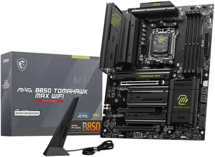 Материнская плата MSI MAG B850 TOMAHAWK MAX WIFI AM5 ATX Motherboard, AMD B850 Chipset, 4x DDR5 UDIMM Slots, Up to 256GB Max Memory, 3x PCI-E x16 Slots, 4x M.2 Slots, Wi-Fi 7 & Bluetooth 5.4 | 911-7E62-002
