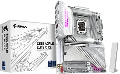 Материнская плата GIGABYTE Z890 Aorus Elite X Ice LGA 1851 ATX Motherboard, Intel Z890 Chipset, 4x DDR5 DIMM Slots, Up to 256GB Max Memory, Wi-Fi 7 & BT 5.4, 1x PCIe 5.0 x16, 5x M.2 Slots, White | Z890-A-ELITE-X-ICE