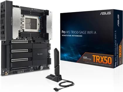 Материнская плата ASUS Pro WS TRX50-SAGE WIFI A Workstation Motherboard, AMD TRX50 Chipset, 4x DDR5 DIMM Slots, 3x PCIe 5.0 x16 (x16) Safeslots, 4x M.2 Slots, Black | 90MB1LE0-M0EAY0