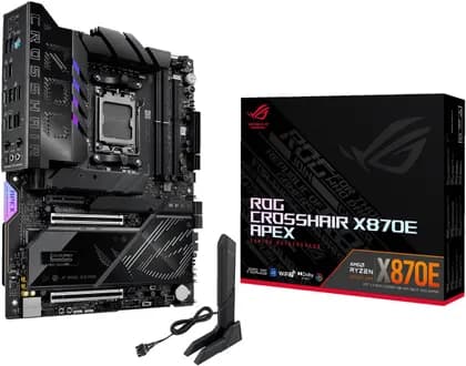 Материнская плата ASUS ROG CROSSHAIR X870E APEX AM5 ATX Motherboard, AMD X870E Chipset, 2x DIMM DDR5 Slots, Up to 128GB Max Memory, 2x PCIe 5.0 x16 Slots, 5x M.2 Slots, Wi-Fi7 & BT5.4 | 90MB1KR0-M0EAY0