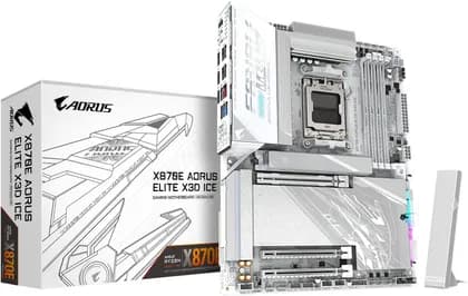 Материнская плата GIGABYTE X870E AORUS ELITE X3D ICE AM5 ATX Motherboard, AMD X870E Chipset, 4x DDR5 DIMM Slots, 256GB Max Memory, 1x PCI Express x16 Slot, 4x M.2 Slots, White | 9MX87EEXE-00-G10