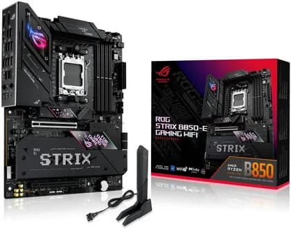 Материнская плата ASUS ROG Strix B850-E Gaming WiFi AM5 ATX Motherboard, AMD B850 Chipset, 4x DIMM DDR5 Slots, Up to 192GB Max Memory, 1x PCIe 5.0 x16 SafeSlot, 5x M.2 Slots, WiFi & BT Connectivity | 90MB1J60-M0EAY0