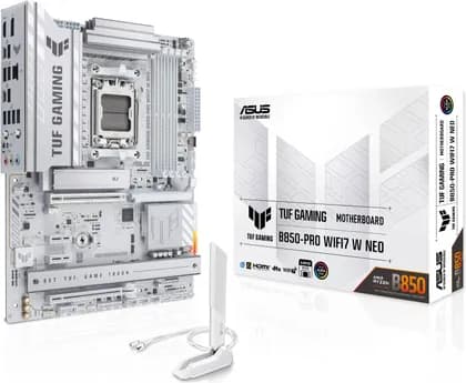 Материнская плата ASUS TUF Gaming B850-PRO WIFI7 W Neo AM5 ATX Motherboard, AMD B850 Chipset, 4x DDR5 DIMM Slots, Up to 256GB Max Memory, 1x PCIe 5.0 x16 SafeSlot, 3 x M.2 Slots | 90MB1NW0-M0EAY0