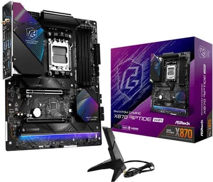 Материнская плата ASRock X870 Riptide WiFi AMD AM5 ATX Motherboard, AMD X870 Chipset, 4x DDR5 DIMM Slots, 256GB Max Memory, 1x PCIe 5.0 x16 Slot, 3x M.2 Slots | 90-MXBPP0-A0UAYZ