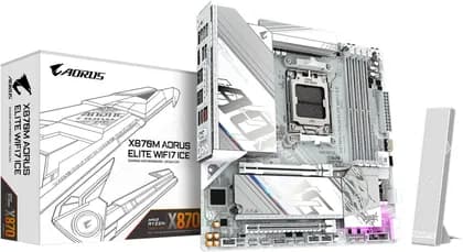 Материнская плата GIGABYTE X870M AORUS ELITE WIFI7 ICE AM5 Micro ATX Motherboard, AMD X870 Chipset, 4x DDR5 DIMM Slots, Up to 256GB Max Memory, 1x PCIe 5.0 x16, 2x M.2 Slots, White | X870M-A-ELITE-WF7-ICE