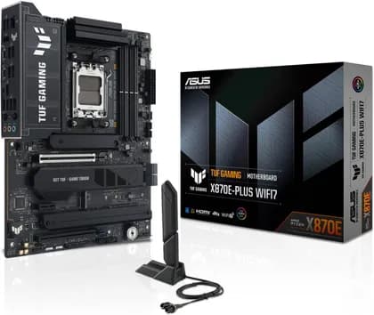 Материнская плата ASUS TUF GAMING X870E-PLUS WIFI7 ATX AM5 Motherboards, AMD X870E Chipset, 4x DIMM DDR5 Slots, Up to 256GB Max Memory, 1x PCIe 5.0 x16 SafeSlot & 4x M.2 Slots, Wi-Fi 7 & BT 5.4 | 90MB1M70-M0EAY0