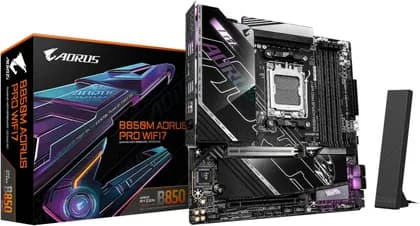 Материнская плата GIGABYTE B850M AORUS PRO WIFI7 AM5 Micro-ATX Motherboard, AMD B850 Chipset, 4x DDR5 DIMM Slots, Up to 256GB Max Memory, 1x PCIe 5.0 x16, 2x M.2 Slots, Wi-Fi 7 & BT5.4 | B850M-A-PRO-WIFI7