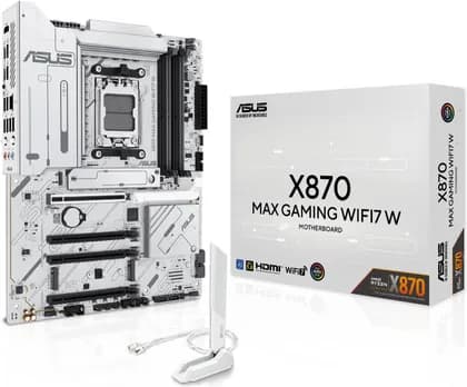 Материнская плата ASUS X870 MAX GAMING WIFI7 W AM5 ATX Motherboard, AMD X870 Chipset, 4x DDR5 DIMM Slots, Up to 256GB Max Memory, 1x PCIe 5.0 x16, 3x M.2 Slots, Wi-Fi 7 & Bluetooth v5.4, White | 90MB1LZ0-M0EAY0