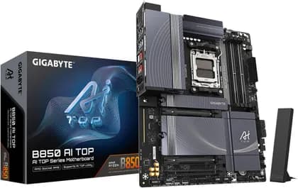 Материнская плата GIGABYTE B850 AI TOP AM5 ATX Motherboard, AMD B850 Chipset, 4x DDR5 DIMM Slots, Up to 256GB Max Memory, 2x PCIe 5.0 x16, 3x M.2 Slots, WiFi & Bluetooth Connectivity | B850-AI-TOP