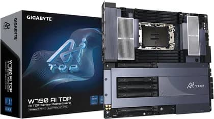 Материнская плата GIGABYTE W790 AI TOP LGA 4677 E-ATX Motherboard, Intel W790 Chipset, 8x DDR5 DIMM Slots, Up to 2TB Max Memory, 5x PCI Express x16 Slots, 6x M.2 Slots, WiFi & Bluetooth Connecitivty | W790-AI-TOP