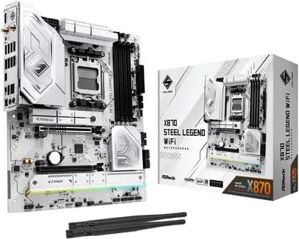 Материнская плата ASRock X870 Steel Legend WiFi AM5 ATX Motherboard, AMD X870 Chipset, 4x DDR5 DIMM Slot, Up to 256GB Max Memory, 2x PCIe x16 Slots, 3x M.2 Slots, WiFi & BT Connectivity | 90-MXBPJ0-A0UAYZ