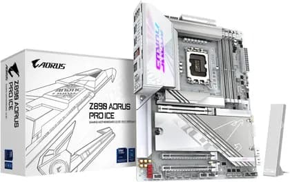 Материнская плата GIGABYTE Z890 Aorus Pro Ice LGA 1851 ATX Motherboard, Intel Z890 Express Chipset, 4x DDR5 DIMM Slot, Up to 256GB Max Memory, Wi-Fi 7 & BT 5.4, 1x PCIe 5.0 x16, 5x M.2 Slots, White | Z890-AORUS-PRO-ICE