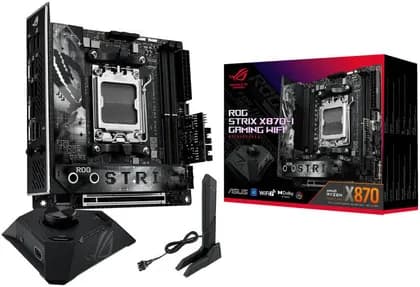 Материнская плата ASUS ROG Strix X870-I Gaming Wi-Fi AM5 m-ITX Motherboard, AMD X870 Chipset, 2x DIMM DDR5 Slots, 96GB Max Memory, 2x M.2 Slots, 1x PCIe 5.0 x16 Slot, Wi-Fi 7 & BT 5.4, Black | 90MB1IW0-M0EAY0