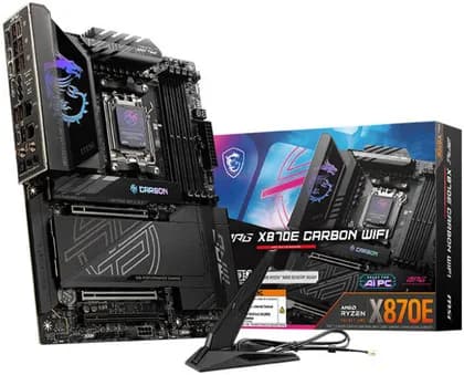 Материнская плата MSI MPG X870E Carbon Wi-Fi AM5 ATX Motherboard, AMD X870E Chipset, 4x DDR5 UDIMM Slots, 256GB Max Memory, 4x M.2 Slots, 3x PCI-E x16 Slots, Wi-Fi 7 & BT5.4 Connectivty, Black | 911-7E49-001