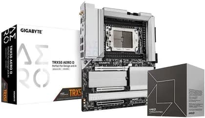 Материнская плата GIGABYTE AERO D DDR5 TRX50 EATX Motherbord с процессором AMD Ryzen Threadripper PRO 7965WX 24-Core sTR5 Processor Revolutionary Performance Duo Bundle, sTR5, 5.1GHz Max Turbo, Wi-Fi 7 / BT 5.3 | 2.5 & 10 GbE