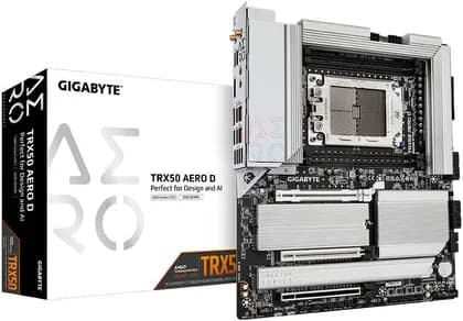 Материнская плата Gigabyte TRX50 AERO D sTR5 E-ATX Motherboard, AMD TRX50 Chipset, 4x DDR5 DIMM 1TB Max, PCIe 5.0 / 2x PCIe x16, 4xM.2, USB 3.2 / USB4 Type-C, Wi-Fi 7, Marvell 10GbE, White | TRX50-AERO-D