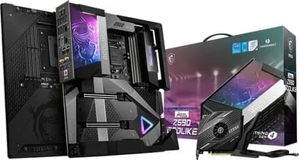 Материнская плата MSI MEG Z590 Godlike - Chipset Intel Z590, LGA 1200, Max. Memory 128GGB DDR4, PCIe 4.0, 2x USB Type-C, SLi/CrossFire, 10/2.5GbE, ax/BT5.2, TB4, E-ATX Motherboard | 911-7D03-002