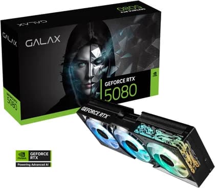 Видеокарта GALAX GeForce RTX 5080 1-Click OC Graphics Card, 16GB GDDR7 256-Bit Memory, 2625 MHz Boost Clock, 30Gbps Memory Speed, 10752 CUDA Cores, PCI Express 5.0 | 58NZN6MDBBOC