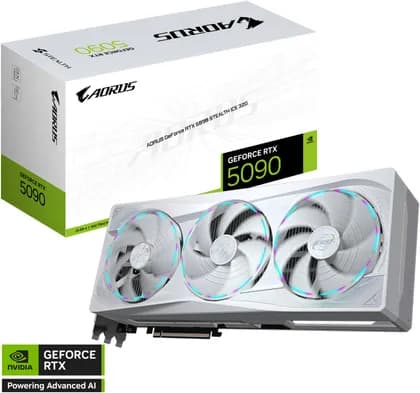 Видеокарта Gigabyte AORUS GeForce RTX 5090 STEALTH ICE Graphics Card, 32GB GDDR7 512-Bit Memory, 2655 MHz Core Clock, 21760 CUDA Cores, 28 Gbps Memory Clock, PCI-Express 5.0, White | GV-N5090AORUSST ICE-32GD
