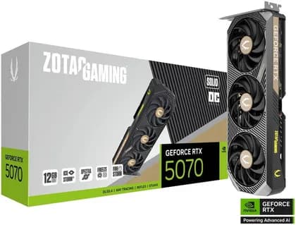 Видеокарта ZOTAC GAMING GeForce RTX 5070 SOLID OC Graphics Card, 12GB GDDR7 192-Bit Memory, 2542 MHz Engine Clock, 28 Gbps Memory Clock, 6144 CUDA Cores, PCI Express 5.0 x16 | ZT-B50700J-10P