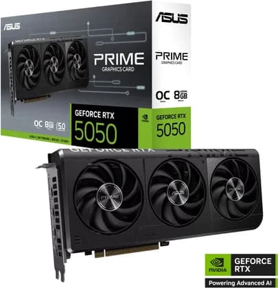 Видеокарта ASUS Prime GeForce RTX 5050 OC Graphics Card, 8GB GDDR6 128-Bit Memory, 2677 MHz Boost Clock, 20 Gbps Memory Speed, 2560 CUDA Cores, PCI Express 5.0, Black | 90YV0N70-M0NA00