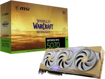 Видеокарта MSI GeForce RTX 5070 World of Warcraft Midnight Light Edition OC Graphics Card, 12GB GDDR7 192-Bit Memory, 2610 MHz Boost Clock, 28 Gbps Memory Speed, 6144 CUDA Cores, PCI Express Gen 5 | 912-V532-256