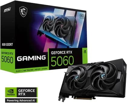 Видеокарта MSI GeForce RTX 5060 GAMING OC 8GB Graphics Card, GDDR7 128-Bit Memory, 2625 MHz Boost Clock, 28 Gbps memory Speed, 3840 CUDA Cores, PCI Express 5 | 912-V537-023