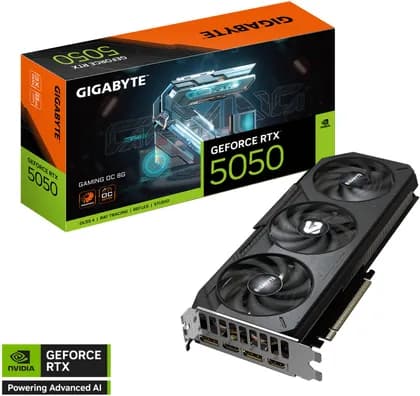 Видеокарта GIGABYTE GeForce RTX 5050 GAMING OC 8G Graphics Card, GDDR6 128-Bit Memory, 2632 MHz Core Clock, 20 Gbps Memory Clock, 2560 CUDA Cores, PCI-Express 5.0 | GV-N5050GAMING OC-8GD