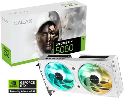 Видеокарта Galax GeForce RTX 5060 EX Graphics Card, 8GB GDDR7 128-bit Memory, 2535MHz Boost Clock, 28 Gbps Memory Speed, 3840 CUDA Cores, PCI-Express 4.0, White | 56NSN8MDDBBS