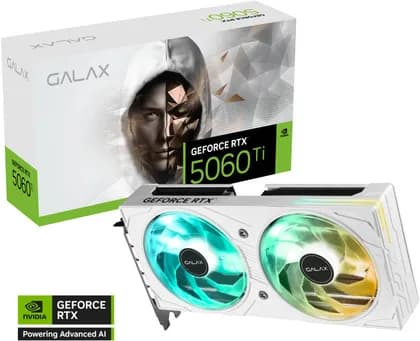 Видеокарта Galax GeForce RTX 5060 Ti EX Graphics Card, 8GB GDDR7 128-bit Memory, 2617 MHz Boost Clock, 28Gbps Memory Speed, 4608 CUDA Cores, PCI-Express 5.0, White | 56ISN8MDCSBS
