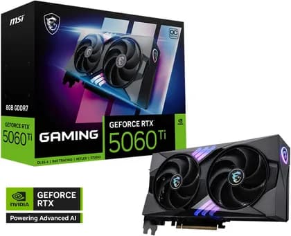 Видеокарта MSI GeForce RTX 5060 Ti GAMING OC Graphics Card, 8GB GDDR7 128-Bit Memory, 2647 MHz Boost Clocks, 28 Gbps Memory Speed, 4608 CUDA Cores, PCI Express Gen 5 x16 | 912-V536-026