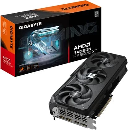 Видеокарта GIGABYTE Radeon RX 9070 XT GAMING OC Graphics Card, 16GB GDDR6 256-Bit Memory, 3060 MHz Boost Clock, 20 Gbps Memory Clock, 4096 Stream Processors, PCI-Express 5.0 | GV-R9070XTGAMING OC-16GD