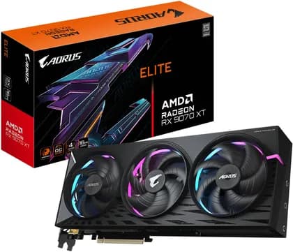 Видеокарта GIGABYTE AORUS Radeon RX 9070 XT ELITE Graphics Card, 16GB GDDR6 256-Bit Memory, 3100 MHz Boost Clock, 20 Gbps Memory Clock, 4096 Stream Processor, PCI-Express 5.0 | GV-R9070XTAORUS E-16GD