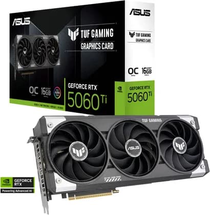 Видеокарта ASUS TUF Gaming GeForce RTX 5060 Ti 16GB GDDR7 OC Edition, 16GB GDDR7 128-Bit Memory, 2662 MHz Boost Clock, 28 Gbps Memory Speed, 4608 CUDA Cores, PCI Express 5.0 | 90YV0MG0-M0NA00