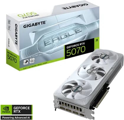 Видеокарта Gigabyte GeForce RTX 5070 EAGLE OC ICE SFF Graphics Card, 12GB GDDR7 192-Bit Memory, 2587 MHz Core Clock, 6144 CUDA Cores, 28 Gbps Memory Speed, PCI-Express 5.0 | GV-N5070EAGLEOC ICE-12GD
