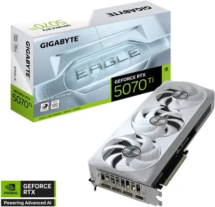 Видеокарта Gigabyte GeForce RTX 5070 Ti EAGLE OC ICE SFF Graphics Card, 16GB GDDR7 256-Bit Memory, 2542 MHz Core Clock, 28 Gbps Memory Speed, 8960 CUDA Cores, PCI Express 5.0 | GV-N507TEAGLEOC ICE-16GD