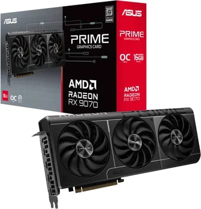 Видеокарта ASUS Prime Radeon RX 9070 OC Edition Graphics Card (PCIe 5.0, 16GB GDDR6, HDMI/DP 2.1, 2.5-slot design, axial-tech fans, dual ball fan bearings, dual BIOS, ASUS GPU Guard) | 90YV0LI1-M0NA00
