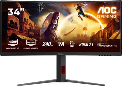 Монитор AOC CU34G4Z Curved Gaming Monitor, 34" Fast VA Display, WQHD Resolution, 240Hz Refresh Rate, 0.3ms (MPRT) Response Time, 1500R Curvature, Adaptive Sync Technology, Black | CU34G4Z