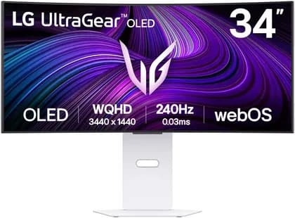 Монитор LG UltraGear OLED GX9s Curved Gaming Monitor, 34" WQHD OLED Display, 240Hz Refresh Rate, 0.03ms (GtG) Response Time, AMD FreeSync Premium, VESA Certified AdaptiveSync, White | 34GX90SA-W.AMA