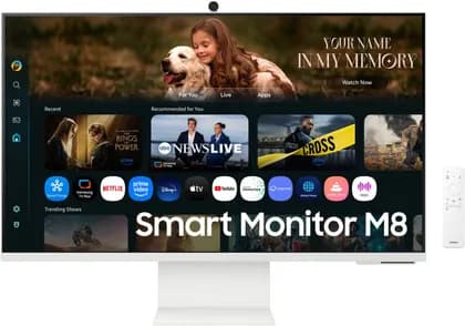 Монитор SAMSUNG M8 M80F 4K Samsung Vision AI Smart Monitor, 32" VA Display, 4K Resolution, 60Hz Refresh Rate, 4ms (GTG) Response Time, Tizen OS, Adaptive Picture, Game Bar 2.0, White | LS32FM801UMXUE