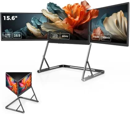 Монитор V2COM Q1 Quad Triple Laptop Monitor Extender 15.6" FHD 1080P IPS Portable Screen with HDR, 180° Rotation, Plug & Play, Compatible with Windows/macOS (M1/M2/M3) | VQ1