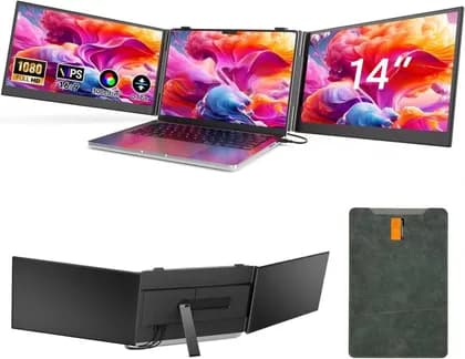 Монитор V2COM S8 Pro 14" Triple Laptop Screen Extender, 1080P FHD IPS Ultra-Slim Portable Dual Monitor for Laptop, Lightweight 2.2lbs (1000g), USB-C & HDMI Plug and Play, Fits 13-17.3" Laptops | VS8P