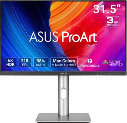 Монитор ASUS ProArt PA32QCV Professional Monitor, 32" IPS Display, 6K Resolution, 60Hz Refresh Rate, 5ms (GtG) Response Time, Trace Free Technology, Adaptive-Sync | 90LM0BD0-B01K71