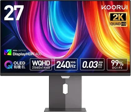 Монитор KOORUI S2721X0 Monitor, 27" QD-OLED Display, QHD Resolution, 240Hz Refresh Rate, 0.03ms (GtG) Response Time, AMD FreeSync Premium Technology, Black | S2721XO