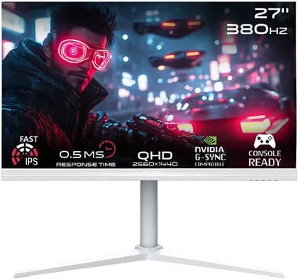 Монитор GAMEON Arctic Pro Series Gaming Monitor, 27" Fast IPS Display, QHD Resolution, 380Hz Refresh Rate, 0.5ms Response Time, AMD FreeySync & NVIDIA G-Sync Technology, White | GOAP27QHD380IPS
